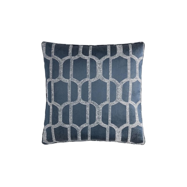 Coussin en jacquard à motif géométrique evie bleu marine <span itemprop=