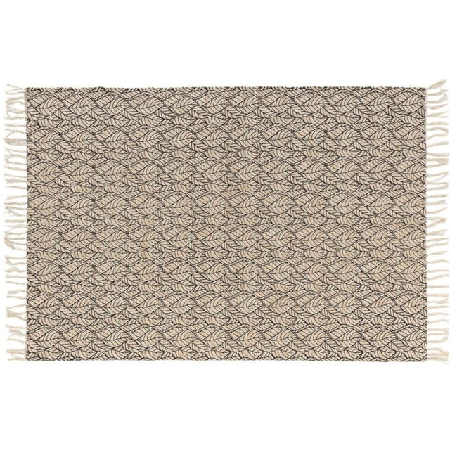 Tapis à Franges 120x170  Kalinda Noir Coton Jute Couleur v002228 <span itemprop=