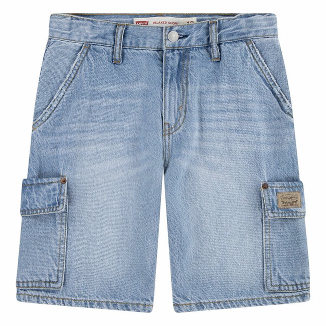 Short forme cargo en jean bleu denim <span itemprop=