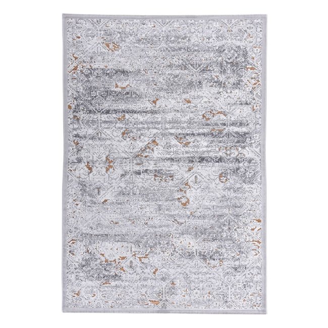 Tapis tissé Orelia polyester et viscose, doux Couleur or <span itemprop=