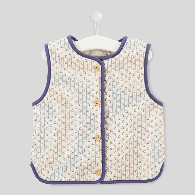Gilet sans manche col rond matelassé doublé effet mouton naturel <span itemprop=