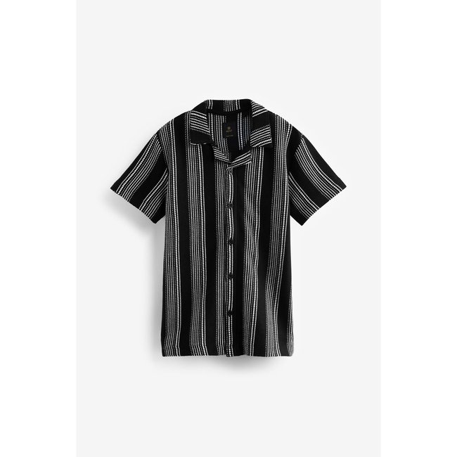 Chemise manches courtes coupe classique modèle rayé noir <span itemprop=