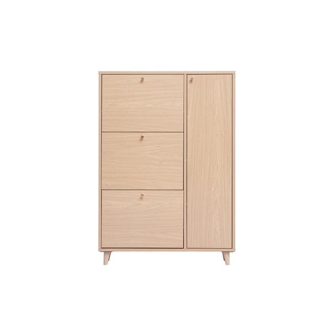 Meuble à chaussures finition bois clair chêne et métal doré L90 cm SILVESTRE Couleur chêne clair <span itemprop=