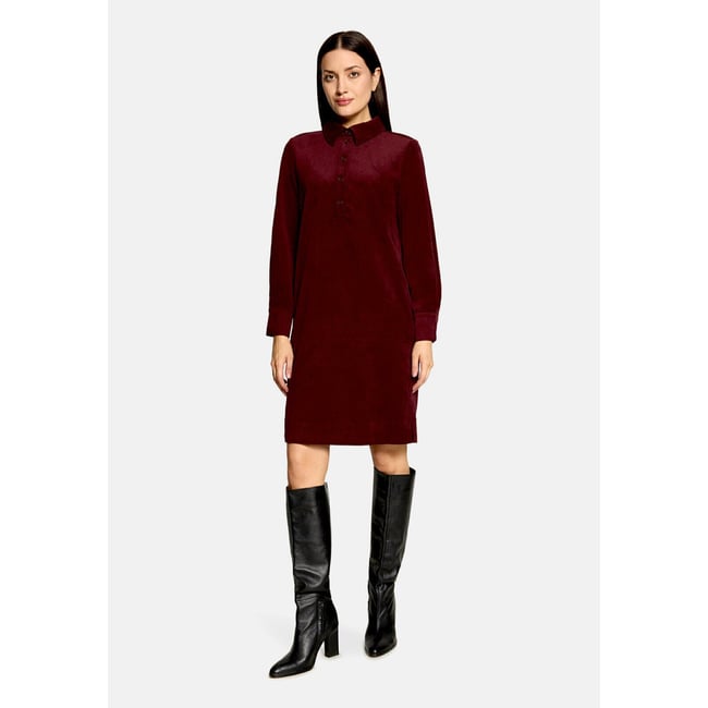 Robe casual à col fall burgundy <span itemprop=