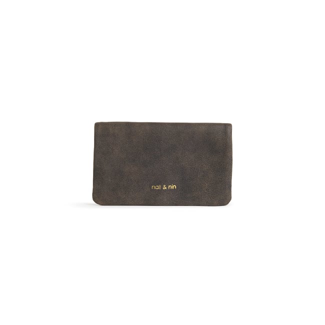 Portafoglio con cerniera in pelle WINNIE marrone NAT & NIN