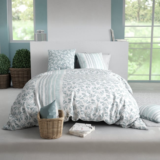 Parure de lit - Housse de couette + taie 100% Coton 57 fils multicolore <span itemprop=