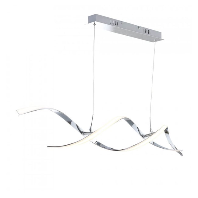 Grande suspension LED avec barres ondulées - GALBA Couleur argenté / chromé <span itemprop=