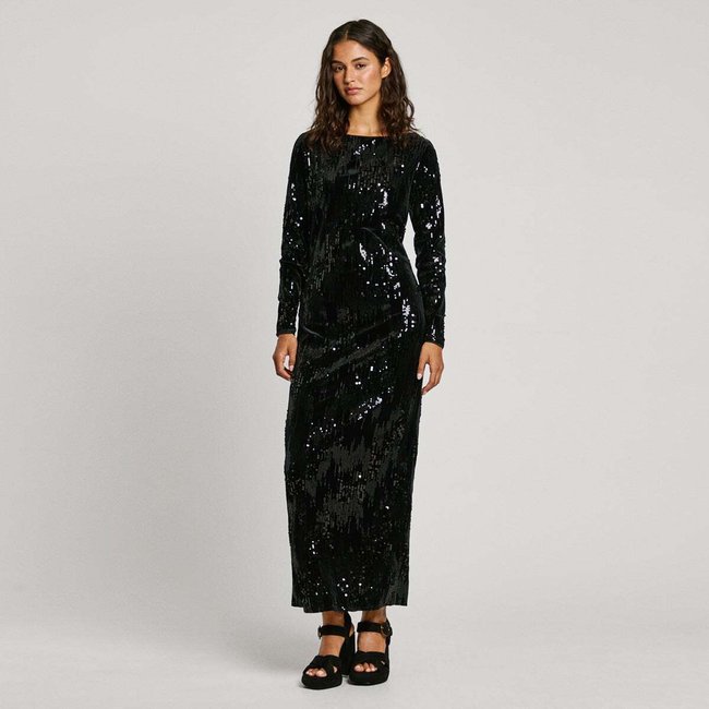 Robe Longue À Sequins noir <span itemprop=