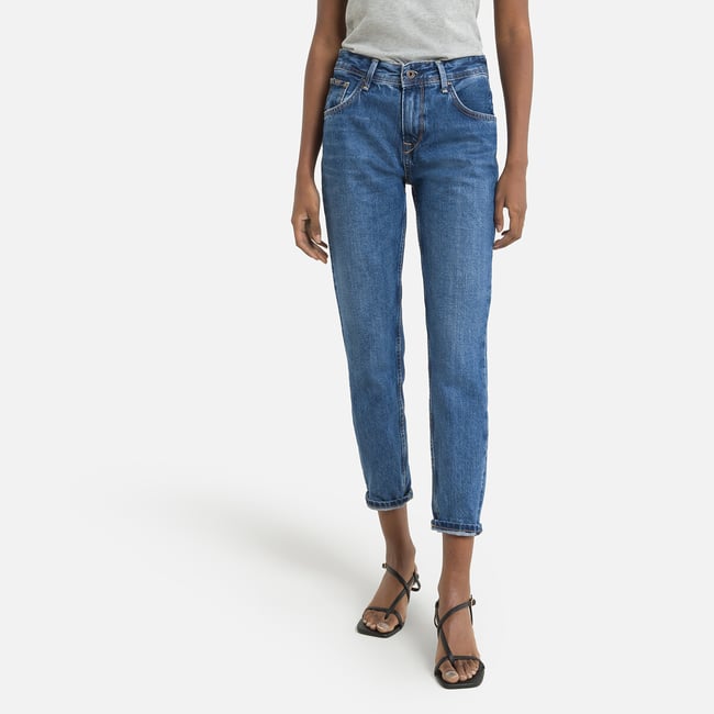 Jean droit tapered taille haute VIOLET dark blue <span itemprop=