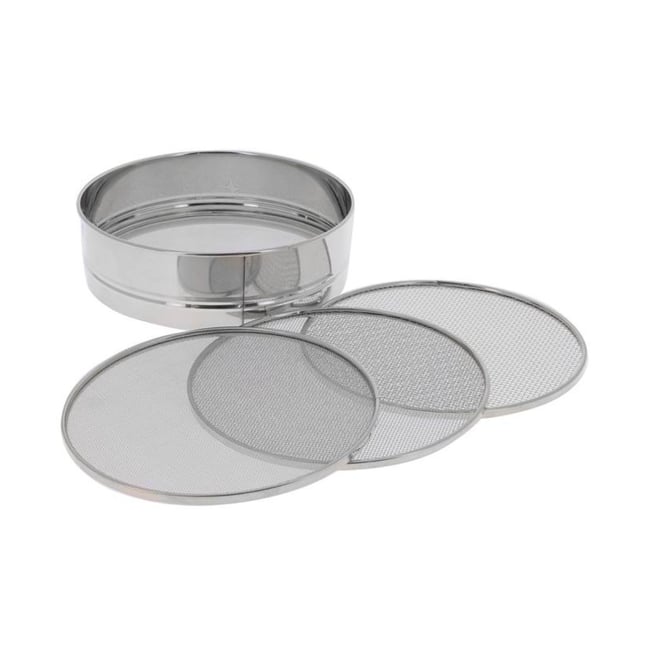 Tamis en inox avec 4 mailles interchangeables d20 cm gris <span itemprop=