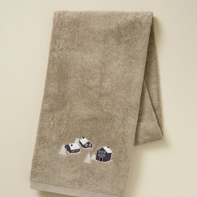 Drap de douche AU COEUR DE LA VALLEE taupe <span itemprop=