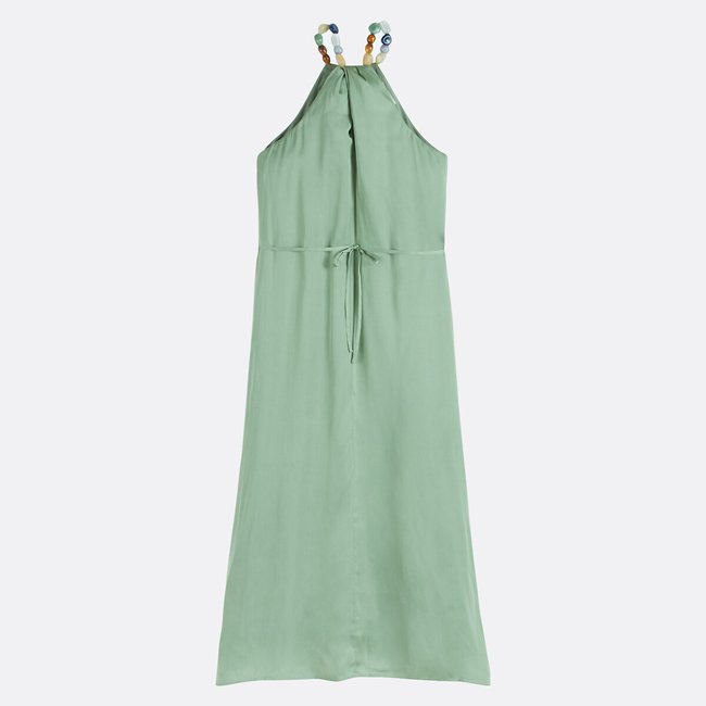 Vestido vaporoso sin mangas con tirantes joya, COPELIA verde agua <span itemprop=