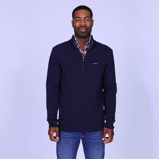 Pull col camionneur Heland bleu marine <span itemprop=