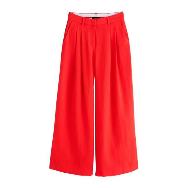 Pantalon palazzo effet froissé rouge <span itemprop=