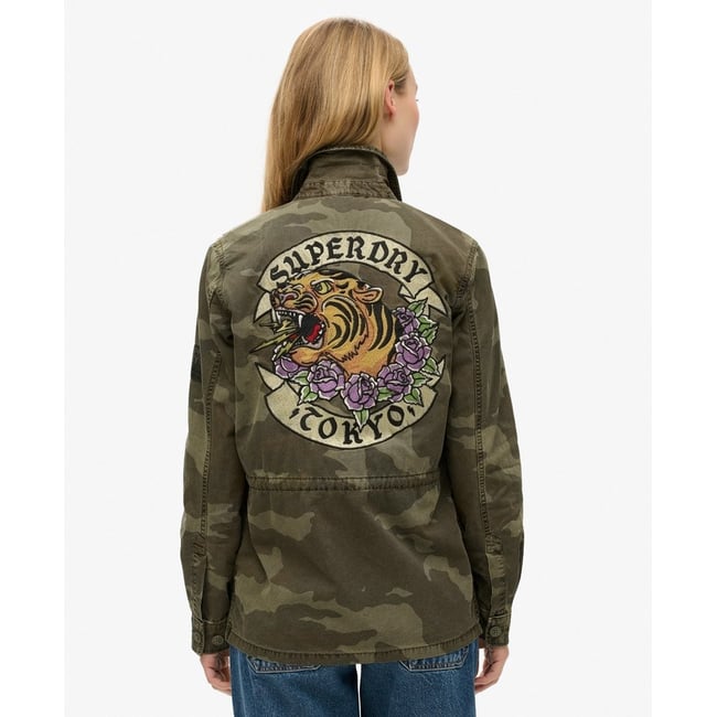 Veste militaire brodée camouflage délavé <span itemprop=