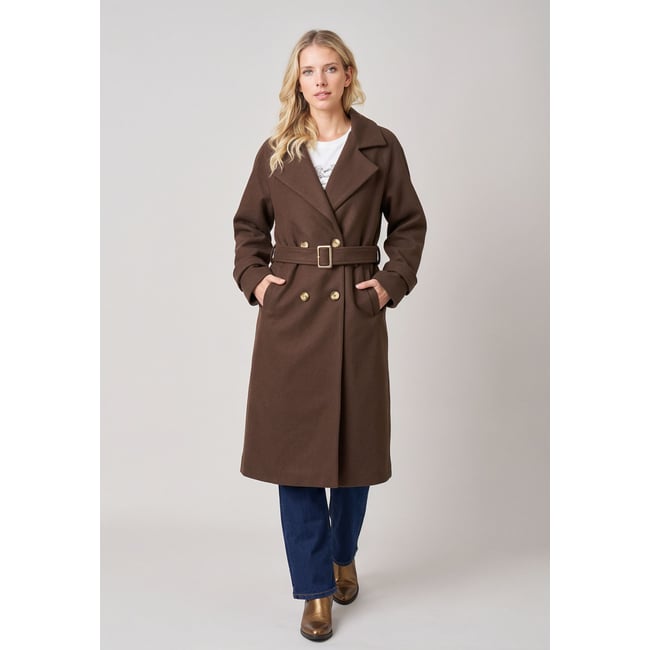 Manteau style trench long femme LINKARA - DEELUXE