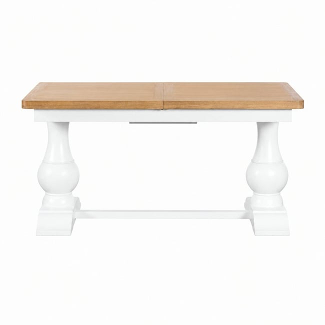 Table à manger extensible blanche style bord de mer 160-200 cm VELIA Couleur blanc <span itemprop=