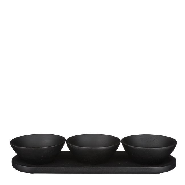 Plateau et ses 3 bols TOMAR Couleur noir <span itemprop=
