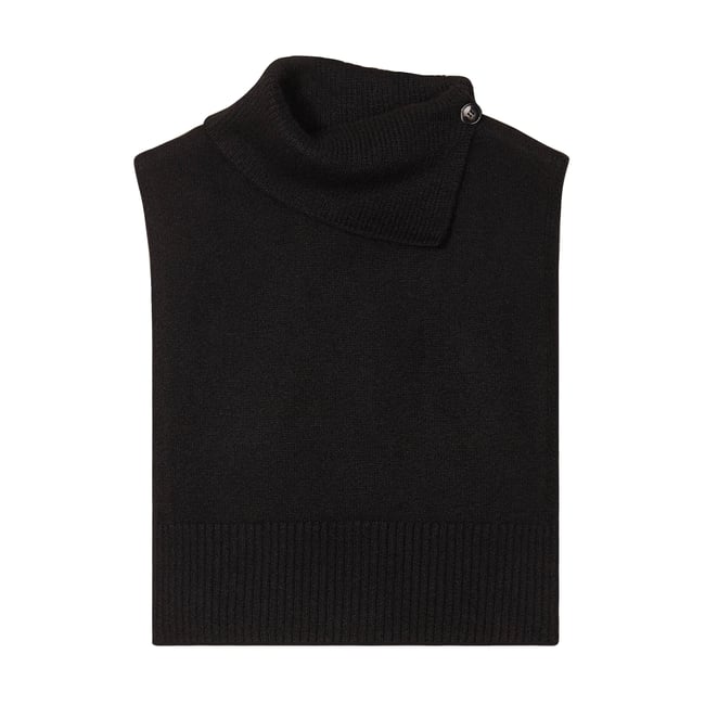 Plastron tricoté col boutonné noir <span itemprop=
