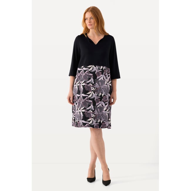 Robe, mélange de matières noir <span itemprop=
