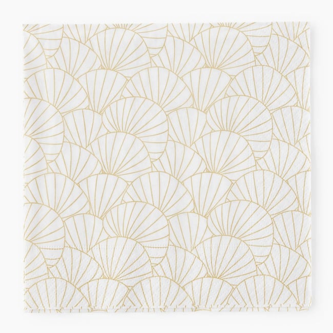 20 serviettes 33x33 éventail doré <span itemprop=