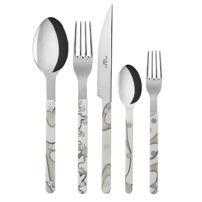 Set de 5 couverts de table, Bistrot Dune Couleur dune ivoire <span itemprop=