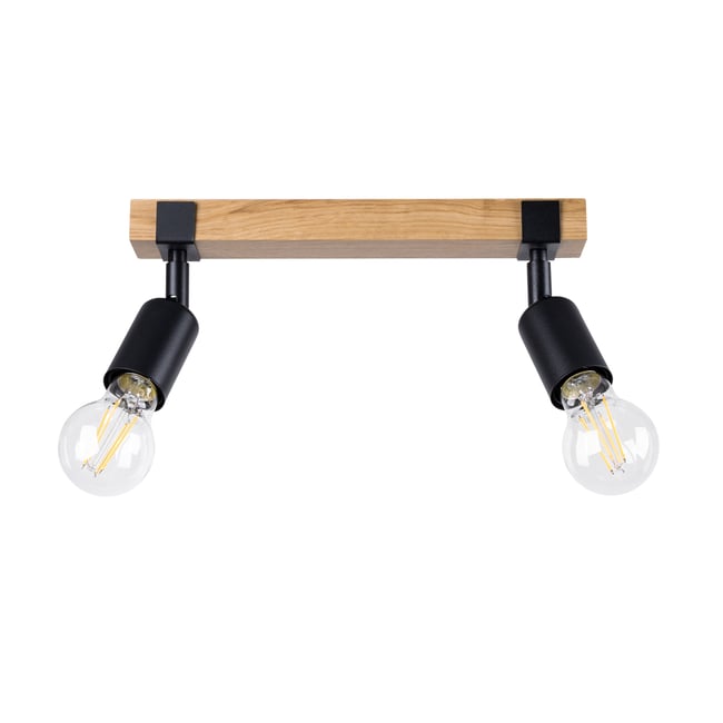 Plafonnier Acier Bois/Noir E27 2 Zuca Couleur marron <span itemprop=