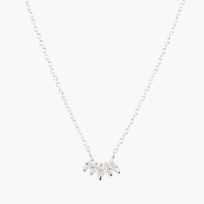 Collier pétales zirconium Argent Garanti argenté <span itemprop=