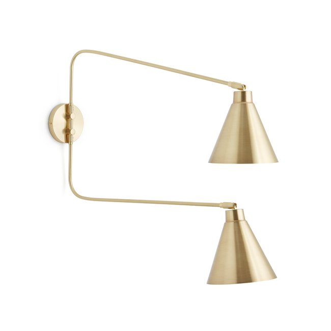 Applique articulée double en métal fer, Hiba Couleur laiton <span itemprop=