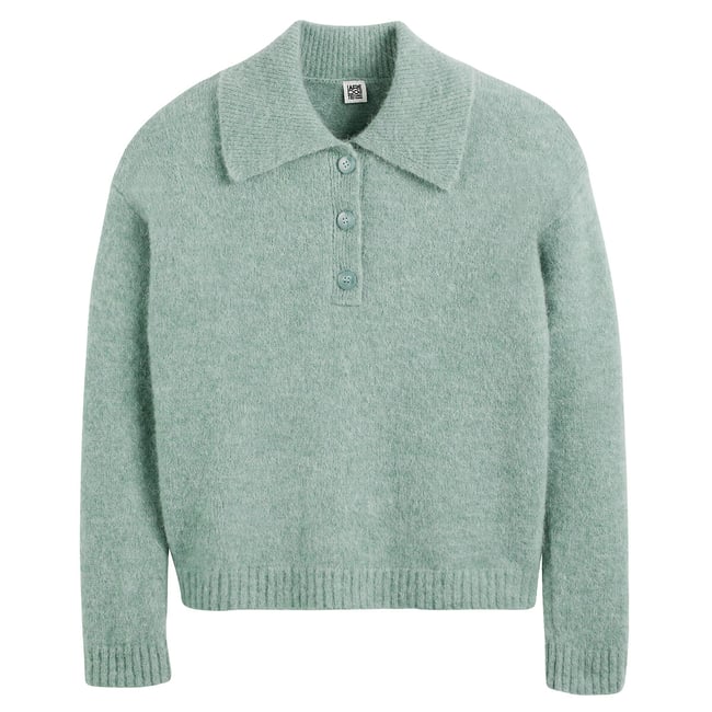 Pull Femme MISE AU GREEN - Taille 44/46 - Coton Rayé Turquoise/gris/vert - Col V - Occasion Très Bon état