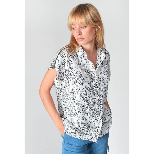Camicia fantasia, maniche corte nero/bianco LE TEMPS DES CERISES