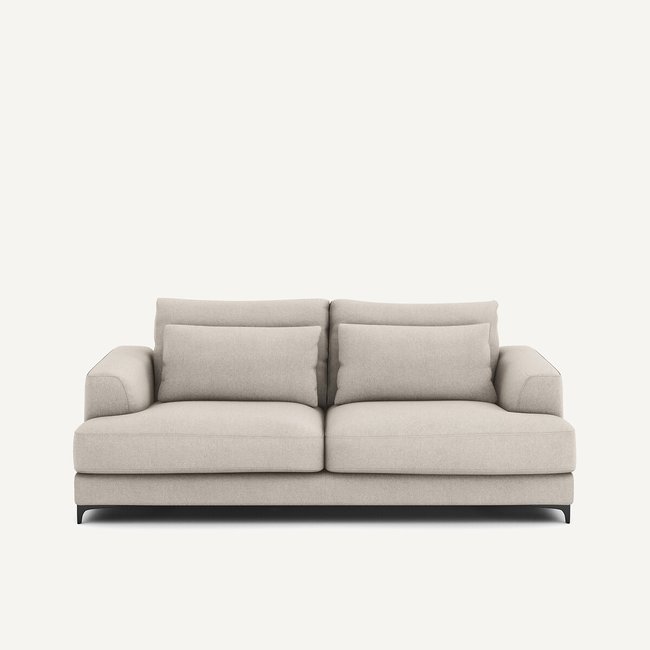 Sofá-cama de 3 lugares, em linho e viscose com textura, Marsile natural <span itemprop=