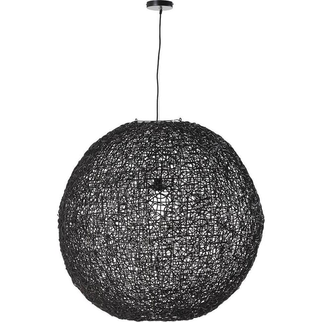 Suspension boule en rotin tressé Couleur noir <span itemprop=