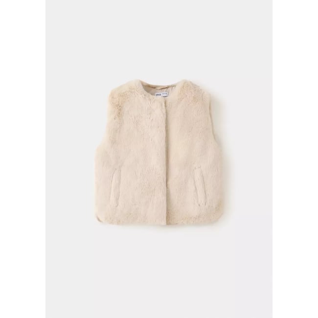 Gilet imitation fourrure écru <span itemprop=