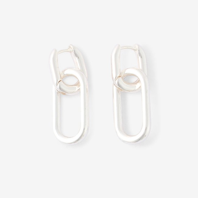 Boucles d'oreilles anneaux rectangulaires argentés argenté <span itemprop=