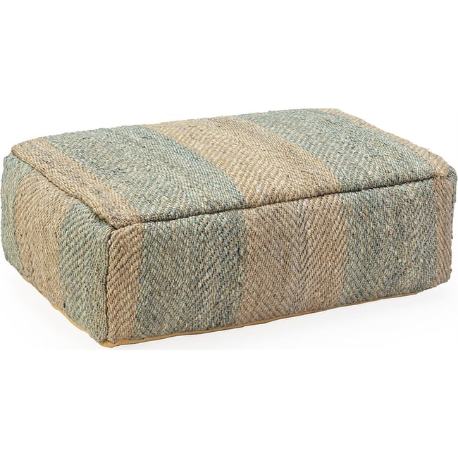 Pouf rectangulaire tressé fait main Couleur gris et naturel <span itemprop=