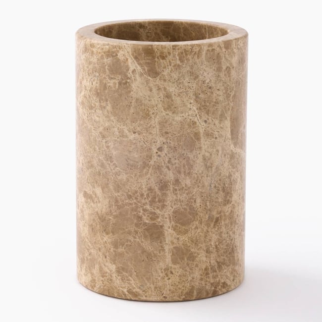 Pot à ustensiles en marbre, 18x12cm beige <span itemprop=