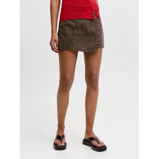 Jupe-Short marron - demitasse 1 <span itemprop=