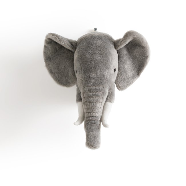 Décoration murale enfant tête d'éléphant, Hayi Couleur gris <span itemprop=