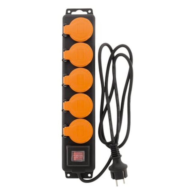 Bloc Multiprise 5x16a Ip44 Orange/noir coloris unique <span itemprop=