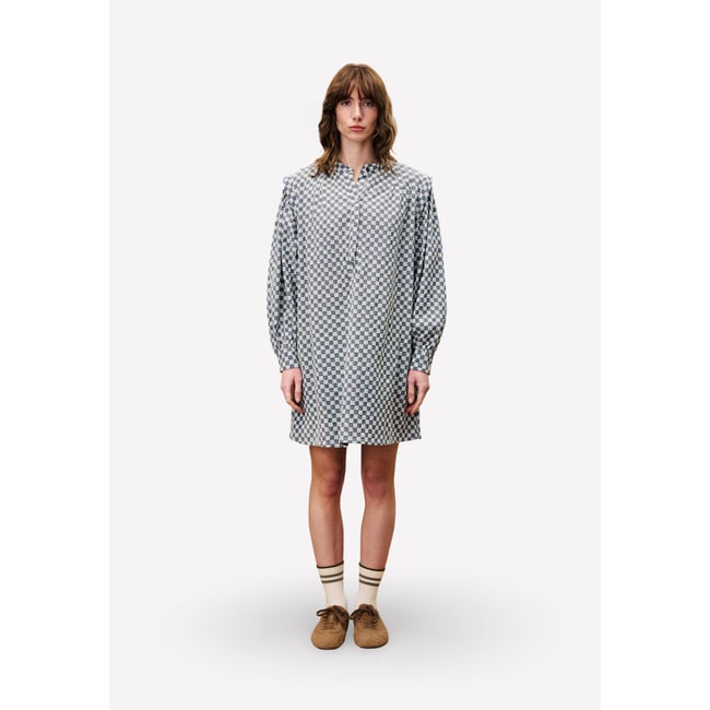 Robe  en coton col roulé ALLIUM bleu jean <span itemprop=