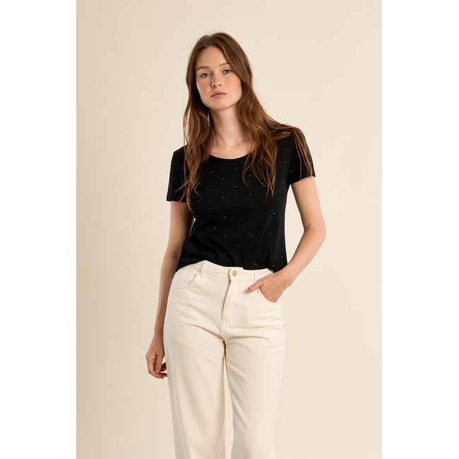 T-shirt basique, parsemé de strass v002228 <span itemprop=