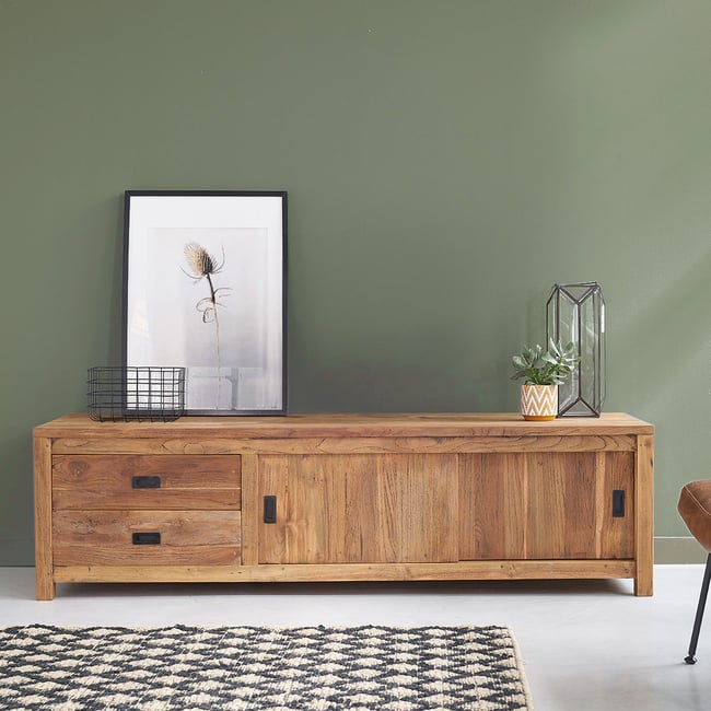 Meuble TV en bois de teck recyclé 180 cm  CARGO Couleur naturel <span itemprop=