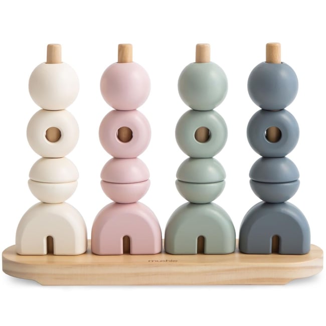 Jeu à empiler Multi Shape ecru, bleu, rose <span itemprop=
