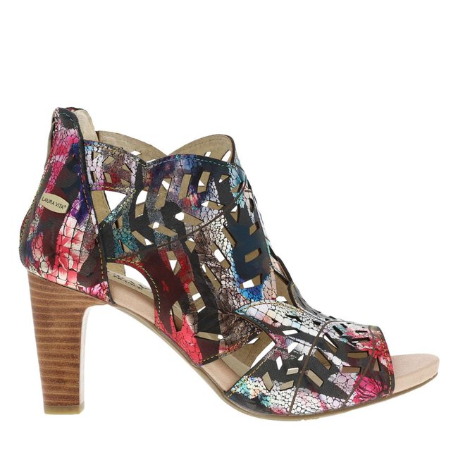 Sandales cuir talon décroché haut noir <span itemprop=