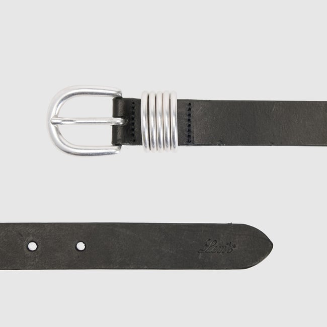 Ceinture en cuir LYLA RING noir <span itemprop=