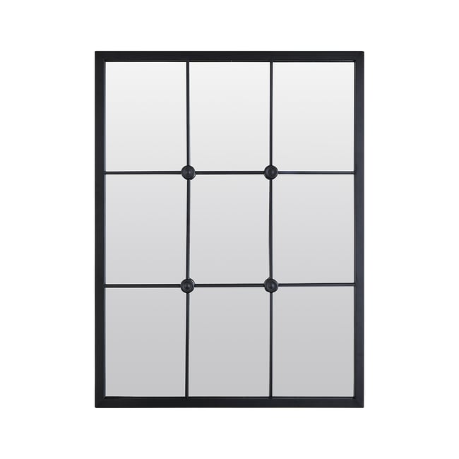 Miroir industriel avec cabochons 80x60cm Couleur noir <span itemprop=