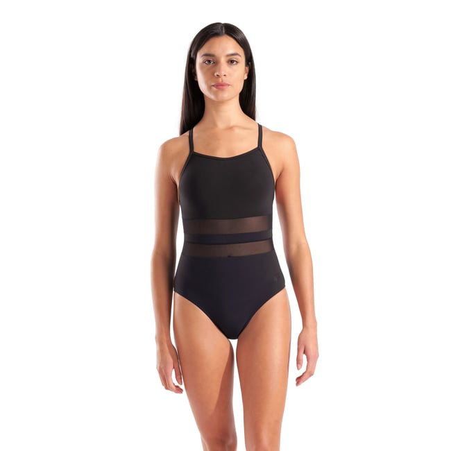 Maillot de bain arena Feel Mesh Equals pour femmes black <span itemprop=