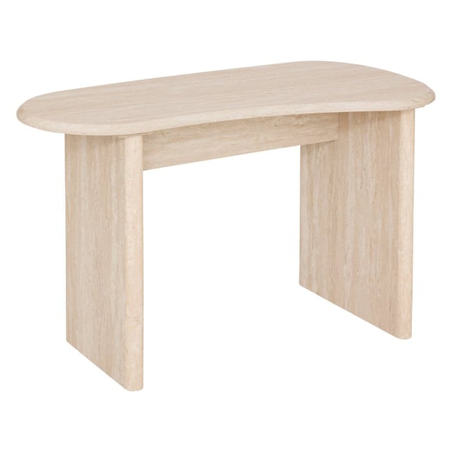 Bureau forme organique effet travertin ANAYA Couleur beige <span itemprop=
