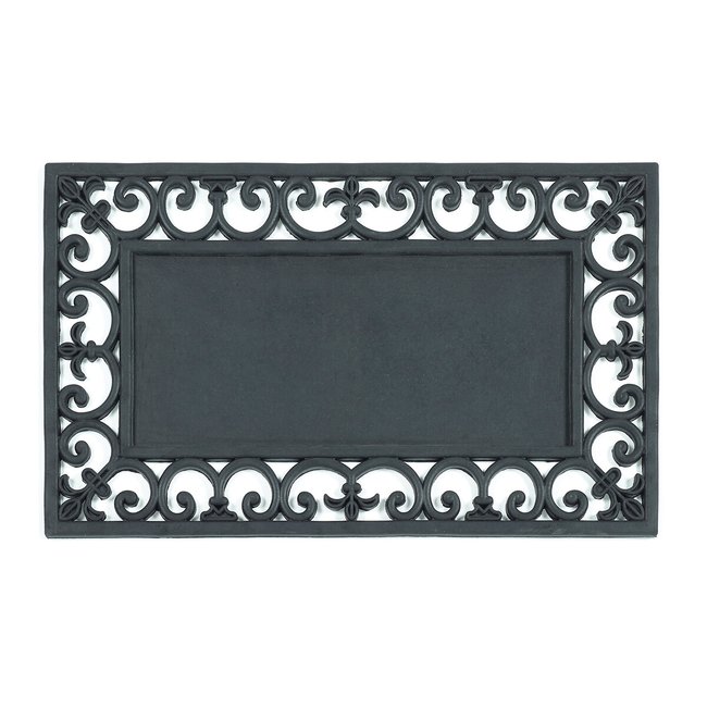 Scroll Pattern Doormat Surround, black, MY MAT COIR